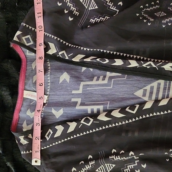 Xhilaration OS Black & White Fringe Boho Open Kimono Top - Picture 2 of 5